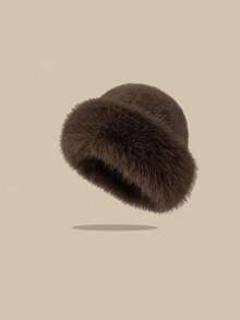 1顶优质宽檐羊毛帽，新款女士秋冬保暖羊毛帽，护耳防风帽，渔夫帽防寒套装 - 彩色 - 查看 19