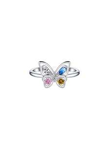 1pc Cute Butterfly Adjustable Ring For Girls, Do Not Adjust Forcefully As It May Break - Silver - View 7