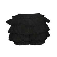1 Piece Anti-Slip Fluffy Petticoat Skirt In Classic Black & White, Multi-Layer Ruffle Underskirt With Built-In Safety Shorts For Leak-Proof Comfort, Perfect For Casual Outings, Wedding Layering, Work From Home And A Minimalist Sweet Vibe - 黑色蛋糕裙毛絨 - 查看 1
