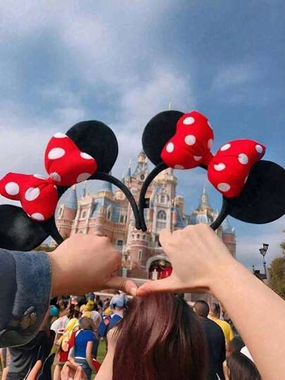 1pc Disney Minnie Mouse Ear Headband With Bow Design, Princess Costume Accessory Suitable For Party, Birthday, Carnival (Some Accessories Randomly Shipped), Perfect Gift For Friends, Partners, Valentine's Day, Fashionable Luxury Item