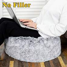 Asuprui - Puf otomano gris sin relleno otomano sin relleno 20 x 20 x 12 pulgadas puf redondo para asiento de puf silla plegable almacenamiento solo para sala de estar y recámara - Cubierta de puf gris nieve sin relleno - Ver 6