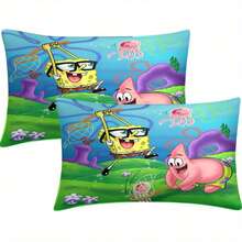 SpongeBob SquarePants 1pc Cartoon Sponge Pattern Throw Pillow Cover - With Zipper Closure, 100% Polyester, All Season Home Decor Cushion Cover, Soft & Comfortable, Suitable For Living Room Sofa, Bedroom, Office, Travel, Camping - Ideal Gift - Multicolor - View 2