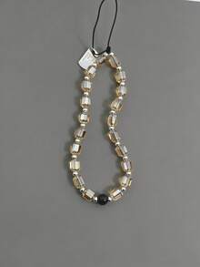 1 件时尚玻璃珠挂绳，短手链，适合钥匙、手机、相机吊坠配件 - 彩色 - 查看 9