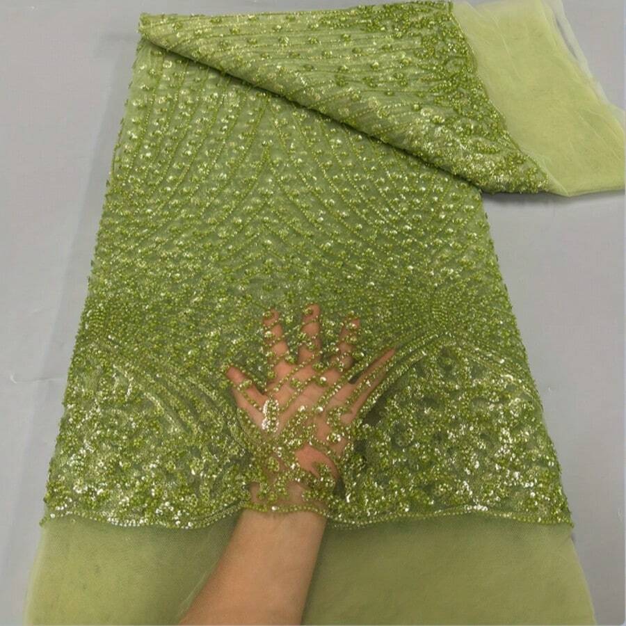 African Lace Fabric 2026 Sequins Beaded Embroidery Groom Nigerian Bridal High Quality French Tulle Lace Fabric For Wedding - Multicolor - View 1