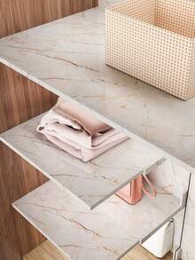 1 Roll Beige Marble Pattern Wallpaper, Suitable For Covering Furniture And Decorating Kitchen As Sticker, Ideal For Indoor Wall Decor, Can Enhance Dining Table And Bookshelf, Easy To Use As Drawer Liner - Beige - View 3