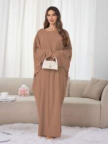1 pièce Robe Khimar à manches chauve-souris grande taille douce, Hijab de prière de qualité supérieure pour femmes musulmanes, Vêtements islamiques, Khimar polyvalent classique pour toute robe Abaya - Multicolore - Voir 2