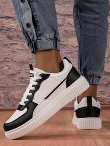 Sepatu Sneakers Olahraga Kasual Colorblock Ringan Terbaru, Sepatu Atletik Pria yang Modis, Bernapas, dan Nyaman, Serbaguna untuk Musim Semi/Panas - Hitam - View 4