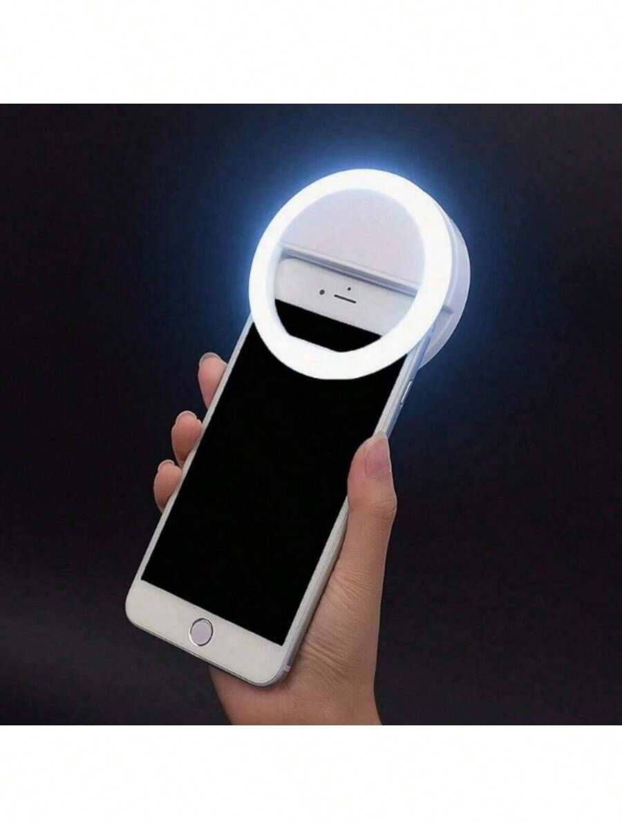 1pc Portable LED Selfie Ring Light, Makeup Mirror Light, USB Rechargeable, 3 Lighting Modes, Selfie Clip Lamp For Live Streaming, Video Conferencing, Photography, Manicure, Eyelash Extension, Tattoo, Skincare, Touch Control, Room Decor, Outdoor Camping, 150mAh Battery, Suitable For Selfie And Live Streaming, Portable Lighting - A - 查看 1