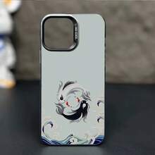 Yin Yang Fish Design TPU Case For IPhone 7/8/X/XS/11/12/13/14/15 Series - Shockproof Anti-Scratch Protective Cover With Aesthetic Wave Pattern,Suitable For IPhone17 Air - Màu đen mờ - Xem 2