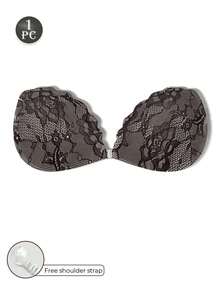 1/2 Pieces Set Of Lace Invisible Breast Petals, Push-Up And Lifting Bra, Invisible Silicone Self-Adhesive Nipple Covers, Front Clasp And Back Strap Design, Reusable, Suitable For Bikinis And Strapless Evening Gowns.