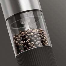 1 piezas Juego de molinillos de sal y pimienta eléctricos - Juego de molinillos de sal y pimienta automáticos de gran capacidad  , molinillo de pimienta recargable de acero inoxidable, rellenable, ajuste de grosor, juego de molinillos de sal y pimienta eléctricos , molinillo de pimienta automático, operación con una sola mano, núcleo de molienda de cerámica, recargable vía USB, luz LED, regalo de Navidad, regalo de cocina, regalo de Año Nuevo, regalo de Halloween, regalo de Acción de Gracias, regalo de San Valentín, negro - 1 - Ver 8