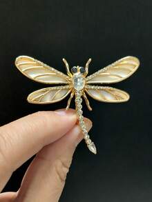 Luxury Rhinestone Dragonfly Brooches - Insect Pins For Women Unisex Casual Party Jewelry Accessories / Friends Gifts Badges Decoration - Dragonfly - View 3