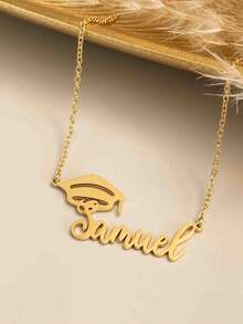 Customized Personalized Graduation Name Necklace, 2026 Graduation Gift, Customized Name Jewelry, Heart-Shaped Pendant Suitable For Daily Wear, Great Gift For Girlfriend, Family, Friends, Applicable For Anniversary, Birthday, Mother's Day, Valentine's Day, Graduation Ceremony, Wedding, Back To School Season, Elegant, Romantic, Practical, Minimalist Classic Style Gift - Gold - View 4