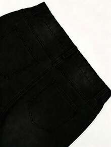 Men's Washed Straight-Leg Jeans, American Vintage Style, Loose And Versatile Wide-Leg Denim Pants, Classic Basic Jeans Suitable For All Seasons. - màu đen - Xem 5