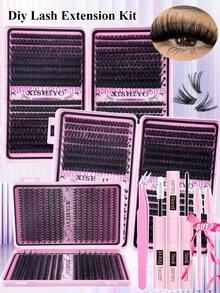 640/576 peças 4 em 1 Cílios Postiços com Adesivo e Selante, Pinça, Aplicadores de Rímel, Maquiagem DIY para os Olhos em Diferentes Estilos, Extensões de Cílios Postiços Fáceis para Iniciantes com Cola Aderente, Kit de Pincéis para Cílios, Cílios Volumosos e Espessos que Aumentam o Olhar, Fácil de Usar, Cílios Segmentados Portáteis, Estojo de Cílios de Grande Capacidade Ideal para Maquiagem Diária/Mangá/Cosplay/Clássica/Olhos de Gato/Olhos de Raposa/Leve/Pesada. - Multicolorido - Ver 10