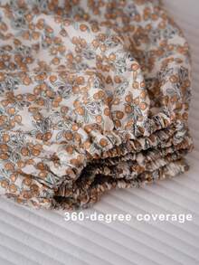 1pc Cute Orange Cartoon Pattern Soft Breathable Comfortable Muslin Baby Crib Fitted Sheet, Suitable For Newborns, Can Be Used As Newborn Gift