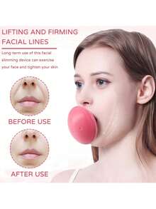 1 PCS Facial Yoga Trainer & Jawline Exerciser - Ergonomic Face Toner For Double Chin Reduction, Skin Tightening & V-Shape Jawline, Anti-Aging Facial Workout Tool For Women & Men - 粉色 - 查看 1