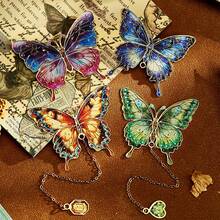 1个复古蝴蝶金属书签，耐用金属材质，防水，便携，精致，高品质ins风，可爱吊坠书夹，书签，学生奖励小礼物，学校奖品，节日礼物，礼品填充物，适用于阅读、学校、图书馆、办公室、学习用品等。 - 彩色 - 查看 2