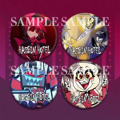 《地狱客栈》动漫周边，阿拉斯托、查理、安琪儿、潘提厄斯主题饰品 - 徽章、挂件、生日礼物 - 圣诞礼物 - 完美礼物 - 实物礼物（无水印）