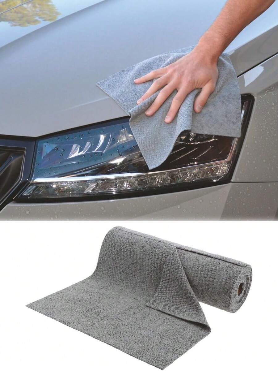 1 Roll Of 20pcs Gray Microfiber Car Wash Towels, Pre-Cut 25*25cm - Auto Cleaning Cloths, Washable And Reusable, Suitable For Cars And Multi-Purpose - Grey - View 1