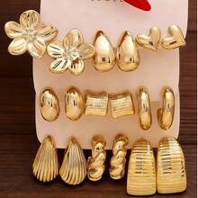 18pcs Asymmetrical Teardrop & Heart Shaped Smooth Earrings Set, European And American Style (No Card Packaging) - Multicolor - View 10