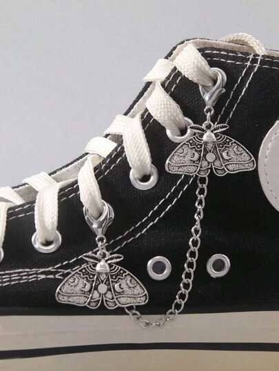 1件Y2K风格镂空星星、月亮、飞蛾吊坠鞋链装饰配件，独特DIY装饰