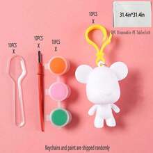 10 件/6 件/1 件流体亚克力熊工艺套件批发，DIY 手工流体熊钥匙扣 - 白色 - 查看 15