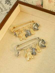 1件套时尚婴儿车、奶瓶、衣服、奶嘴、脚印主题胸针首饰