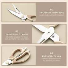Nuevas Tijeras Multifuncionales de Acero Inoxidable, Tijeras de Cocina con Adsorción Magnética para Refrigerador, Tijeras para Huesos de Pollo - Caqui - Ver 3