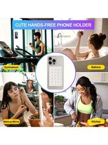 2个装硅胶吸盘手机壳支架，免提减压玩具镜面淋浴手机支架，视频和自拍（白色，浅粉色） - 彩色 - 查看 10