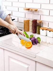 1块方形优质亚克力砧板 - 耐用纯色台面保护垫，带边缘，易于清洁，非纺织材质，仅限手洗 - 非常适合处理水果和蔬菜，完美的 情人节礼物 - 彩色 - 查看 4