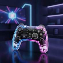 BONJDYOR Transparent Wireless Gamepad With RGB Lighting, 6-Axis Gyroscope, 360-Degree High-Precision Joystick, Dual Vibration, Compatible With Switch OLED/Lite, PC, Android, IOS Devices - Clear - View 9