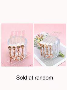 Bộ 1/3/5 cọ mascara hình ống ngọc trai hồng đính kim cương có khóa hình ngôi sao, dụng cụ nối mi và lông mày, nhỏ gọn tiện mang theo khi đi du lịch. - Hồng - Xem 8