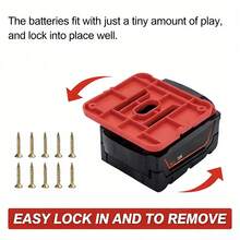 易于安装的 Milwaukee 18V 电池支架 – 适用于 Milwaukee 18V 锂离子电池的重型塑料储物架 – 适用于车间和车库的快速接线整理架 - 彩色 - 查看 5