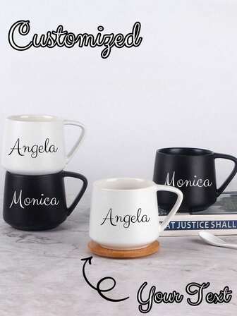 1 st personlig minimalistisk keramisk mugg, anpassningsbar kaffekopp med namn, tekopp med stor kapacitet, lämplig för kontor och hemanvändning - anpassad design, ny och unik, vitt te, lämplig för vinter och sommar, distinkt födelsedagspresent, familjesammankomstpresent, högtidspresent, återanvändbar, elegant och snygg