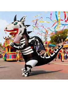 Un disfraz inflable, disfraz de muñeco inflable Pteranodon, muñeco inflable Tyrannosaurus Rex, adecuado para adultos y niños, trajes de fiesta navideña, diseño imponente, inflado rápido, cómodo y transpirable. - Negro - Ver 11