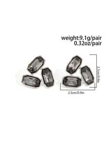 2pcs/Set Bohemian Geometric Asymmetrical Square Crystal Inlaid Fashion Earrings, Elegant Luxurious For Daily Casual, Party, Couple Date, Vacation, Women's Holiday Versatile Jewelry Gift - Earring - View 5