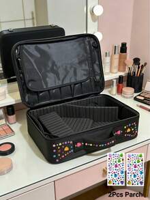 Nova Bolsa Cosmética de Tecido Oxford, Bolsa de Maquiagem de Viagem à Prova d'Água de Grande Capacidade, Organizador de Artigos de Toalete de Viagem, Organizador de Presentes Essenciais, Bolsa Organizadora de Acessórios com Zíper, Organizador de Esmalte e Cosméticos, Organizador de Perfumes, Bolsa de Maquiagem de Viagem, Organizador de Esmalte - Multicolorido - Visão 21