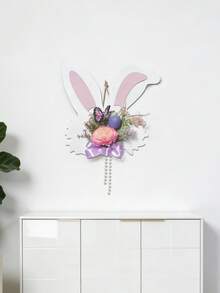 1件仿真牡丹/玫瑰兔子装饰品，适用于家居前门、室内/室外窗户、墙壁、壁炉装饰，是复活节、情人节、毕业典礼的理想之选，多用途塑料装饰品，无需电池 - 彩色 - 查看 11