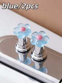 1pc/2pcs Floral Cartoon Toilet Flush Handle, Flower Shaped Toilet Flush Button, Toilet Tank Button, Flower Toilet Push Button, Toilet Flush Button Lever Tool, Creative Floral Drawer Cabinet Handle - Easy To Press, Fashionable Bathroom Accessory, Elegant Touch, Suitable For Long Nails Design