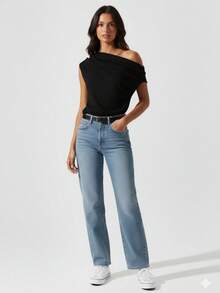 Blusa Feminina Assimétrica Gola Boba Elegante Decote 3 Em 1 | Slim e Plus Size - Preto - Visão 6