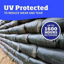 DURASACK Bolsas de arena resistentes con cuerdas de corbata bolsas de arena de polipropileno tejidas vacías para control de inundaciones con 1600 horas de protección UV capacidad de 50 libras 14 x - Verde - Ver 3