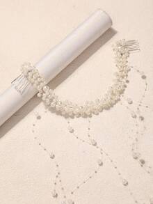 1pc Handmade Pearl Pendant Tassel Hair Clip, Beautiful Cross-Border European And American Style Hair Accessory For Wedding, Party, And Bridal Hairstyles