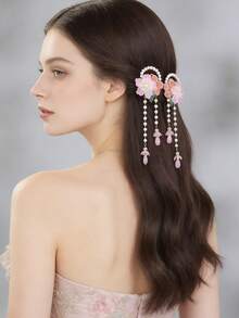 2pcs Cute Sweet Bow Hairclips With Tassel, Suitable For Bride And Bridesmaid Headpieces, New Butterfly Hair Clips Headpiece - Multicolor - View 4