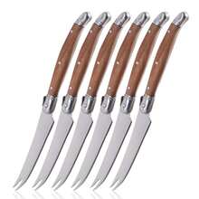 Juego de cuchillos de queso Jaswehome Laguiole, cuchillo de punta, madera de sapeli natural, rebanador multifuncional, cuchillo de queso suave y semiduro - 4 piezas - Ver 3