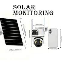 Dual Lens Solar IP Camera 4MP 2K Wireless Surveillance Camera WiFi For Smart Home Night Vision With People Detection CCTV - Multicolor - View 10