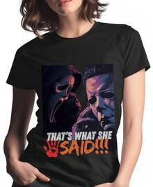 Ghostface Mich Ael Myers Thats What She Said Halloween T-Shirt Funny Horror Movie Tee Scary Movie Slasher Shirt Halloween - 黑色 - 查看 1