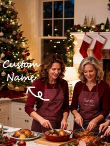 1pc Personalized Apron With Custom Name,Personalized Apron,Customized Text Apron,Name Apron, Customized Name Apron, Personalized Apron, Chef Apron, Mom Apron, Baking Apron, Baking Gift, Chef Gift,Custom Striped Thread Color For Cooking, Baking, Crafting,Durable For Home, Craft Studio, Bridesmaid Proposal - Unique Christmas/Bridal Gift Idea - Multicolor - View 3