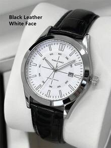Pablo Raez 1pc Casual Man Watch Luminous Gentleman Wristwatch Stainless Steel Silver Luxury Black Soft & Comfortable Microfiber Leather Fashion Big Dial Quartz Clock Retro-Style For Man With Date 50M Waterproof Brand New Male Wristwatch Sports Casual Fashion Nice Gifts For Friend Or Family Father Presents Fit For Daily Life/Work/Party Decorations Dress Watch Birthday Gifts - 銀色 - 查看 14