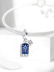 1pc 925 Sterling Silver Tarot Card Pendant, Suitable For DIY Bracelet, Women Jewelry - Silver - View 7